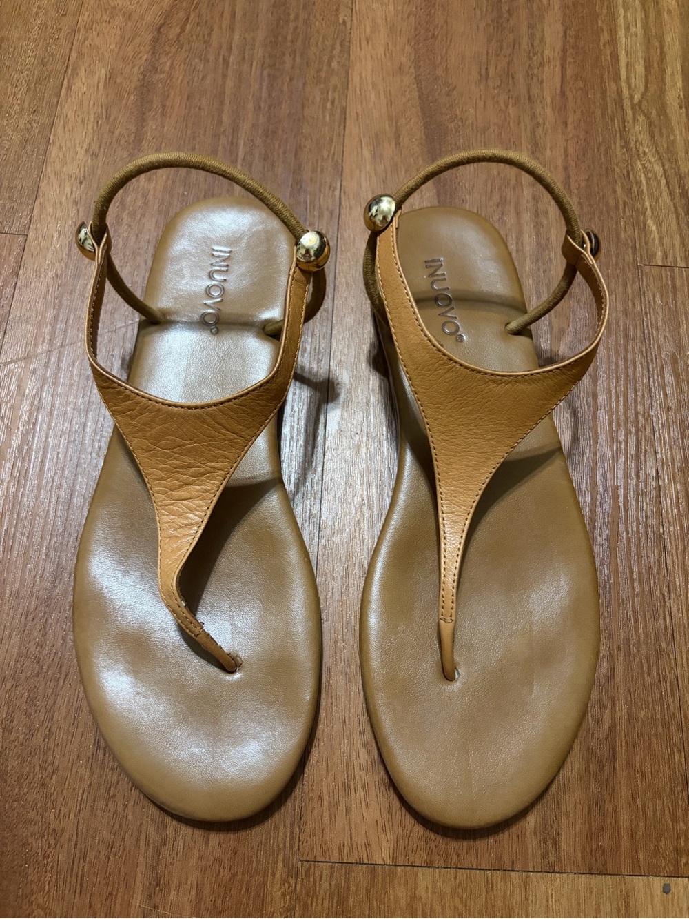 Inuovo Tan Leather Sandals with Elastic Ankle Strap Super Comfy Size 9 VGUC